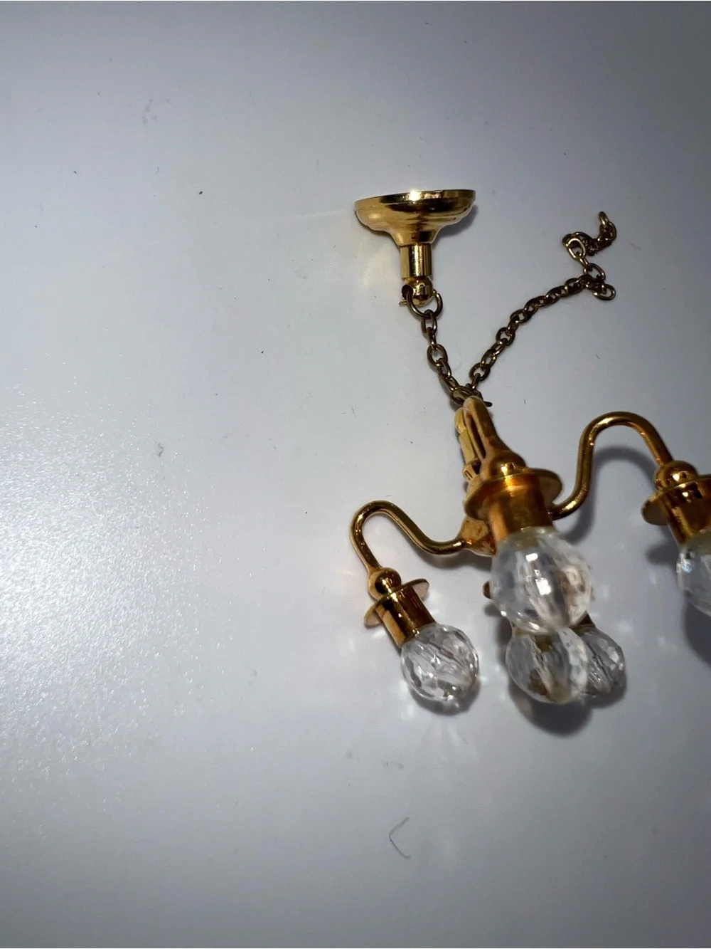 Miniature dollhouse gold-toned chandelier